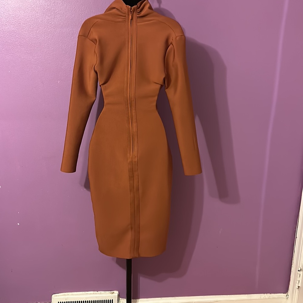 Sharp Bodycon Dress, Rust/Orange - Picture 2 of 5